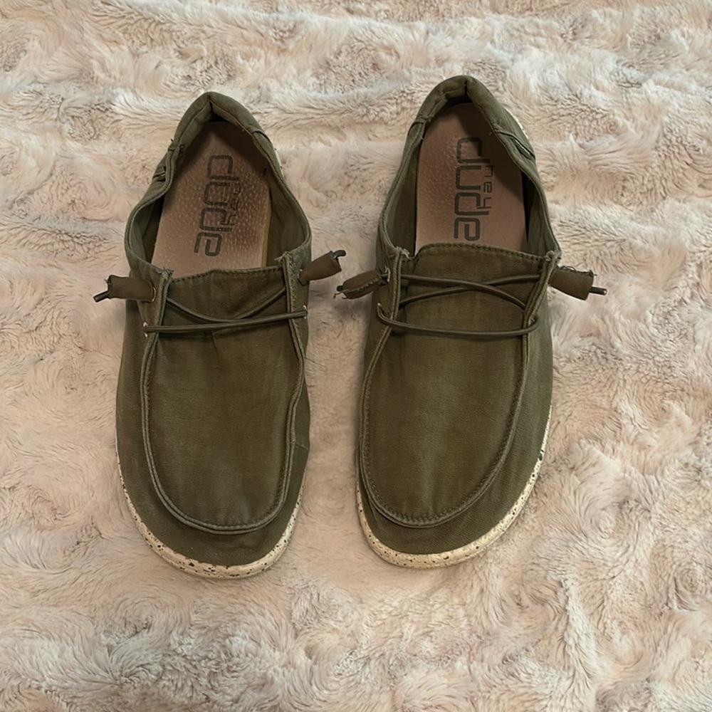 Olive green hey dude shoes size 11